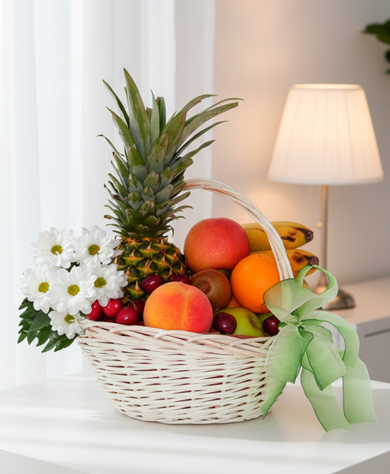 Obstkorb mit Margeriten
